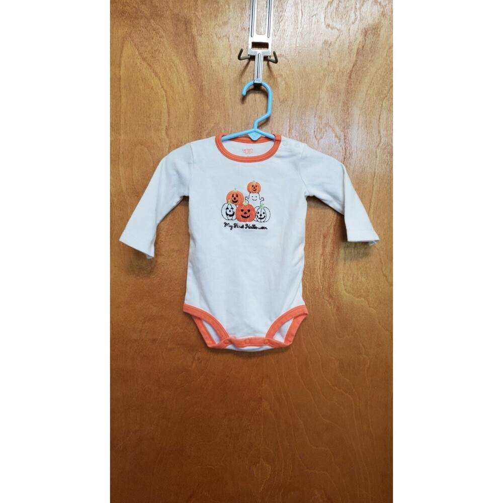 Baby Carter's 6 month white orange one piece top First Halloween Pumpkins